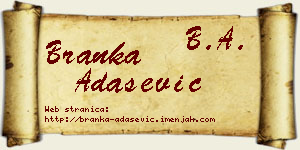 Branka Adašević vizit kartica